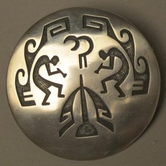 Large Pueblo Silver Pendant Pin by Harold Lovato