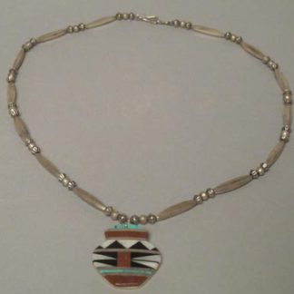 Zuni Shell Inlay Olla Pendant