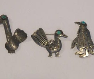 Three Navajo Silver Bird Pins