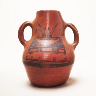 Rare Black on Red Handled Bottle Form by Nampeyo, c.1905