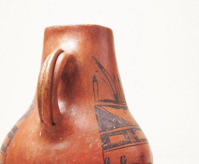 Rare Black on Red Handled Bottle Form by Nampeyo, c.1905 Image 2