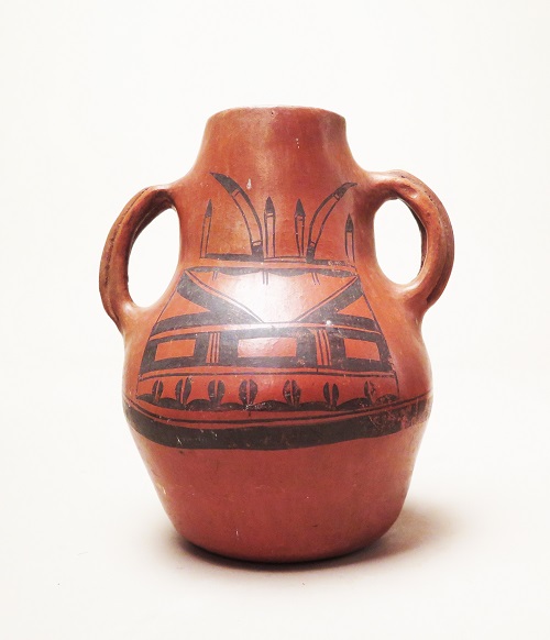 Rare Black on Red Handled Bottle Form by Nampeyo, c.1905 Image 3
