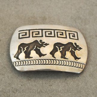 Navajo Silver Overlay Belt Buckle by Rosco Scott