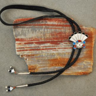 Zuni Sun Face Inlay Bolo Tie c.1970s