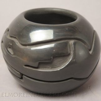 Santa Clara Blackware Bowl with Carved Avanyu by Joe Chavarria, c.1990