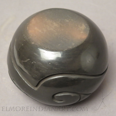 Santa Clara Blackware Bowl with Carved Avanyu by Joe Chavarria, c.1990 Image 3