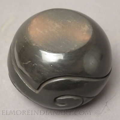 Santa Clara Blackware Bowl with Carved Avanyu by Joe Chavarria, c.1990 Image 3