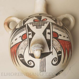 Hopi White-Slipped Kachina Canteen by Lena Charlie