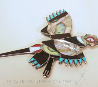 Zuni Inlay Pheasant Pin, c.1950s