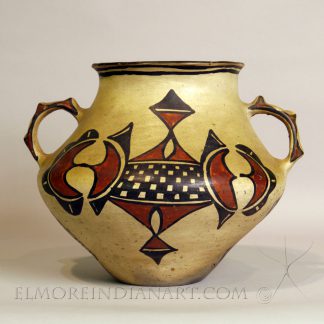 Rare San Ildefonso Polychrome Jar with Stepped Handles, c.1910