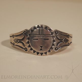 Navajo Silver Bracelet with Hopi Tawa, c.1940