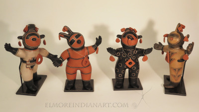 Set of Four Cochiti Mono Figures "Four Directions" by Janice Ortiz