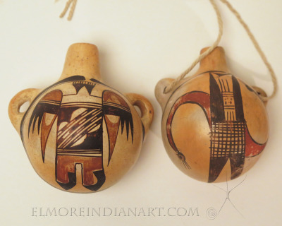 Two Miniature Hopi Polychrome Canteens by Nampeyo, c.1910-1915