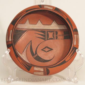 Hopi Black and White on Red Tail Feather Bowl by Nampeyo, c.1910