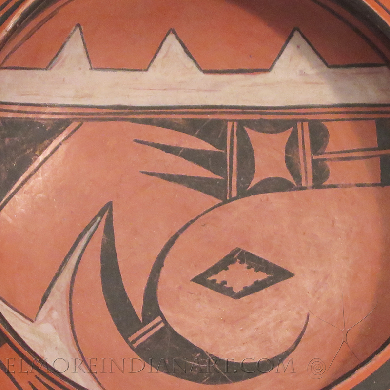 Hopi Black and White on Red Tail Feather Bowl by Nampeyo, c.1910 Image 2