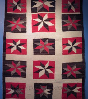 Large Navajo Transitional Weaving with Valero Stars, c.1920