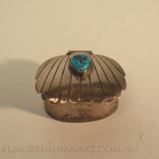 Navajo Silver Shell Pillbox, c.1930