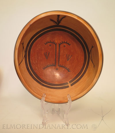 Contemporary Hopi Dough Bowl With Cococle Kachina by Nyla Sahmie, 2024