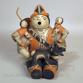 Cochiti Storyteller w/ Deer & Bow by Louis Naranjo