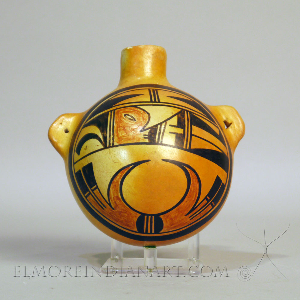 Hopi Polychrome Canteen w/ Bird Design by Annie Nampeyo, c. 1920
