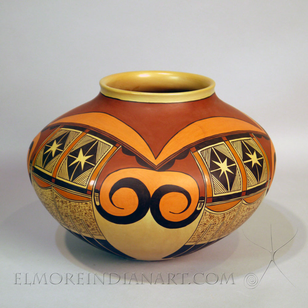 Masterful Polychrome Seed Jar w/ Eagle Tail Design by Jean Sahmie Image 2