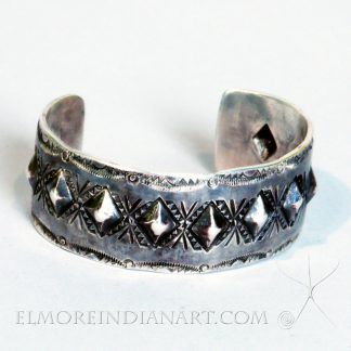 Old Navajo Bracelet w/ 11 Repousse Diamonds, c. 1930