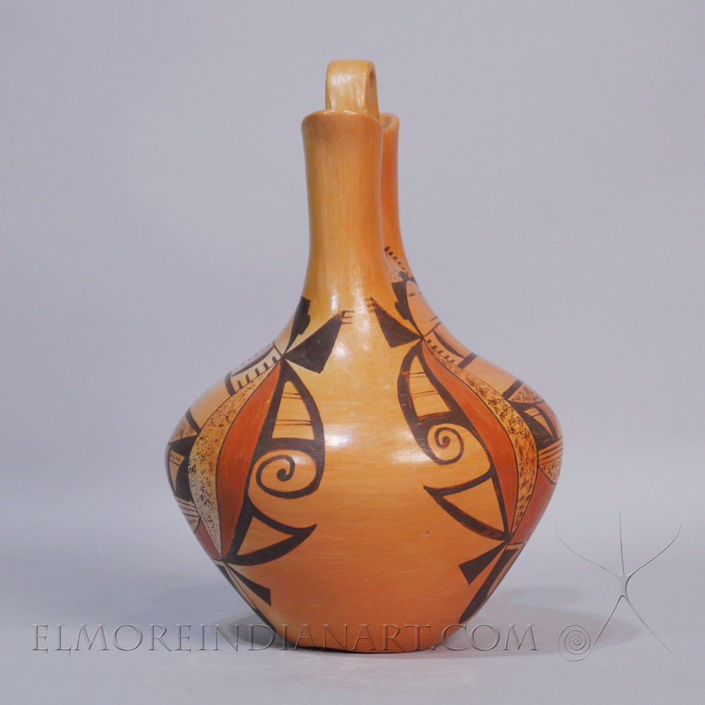 Hopi Yellowware Wedding Vase w/ Beetle Lady by Vernida Polacca c. 1955 Image 2
