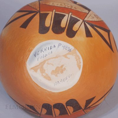 Hopi Yellowware Wedding Vase w/ Beetle Lady by Vernida Polacca c. 1955 Image 4
