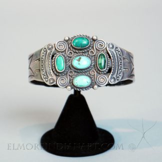 Five Stone Navajo Silver Bracelet, c. 1930