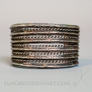 Great large all silver Navajo bracelet with old stamping, c. 1930-40