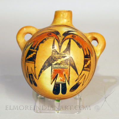 Hopi Polychrome Canteen w/ Double Eagle Design by Nampeyo, c. 1915