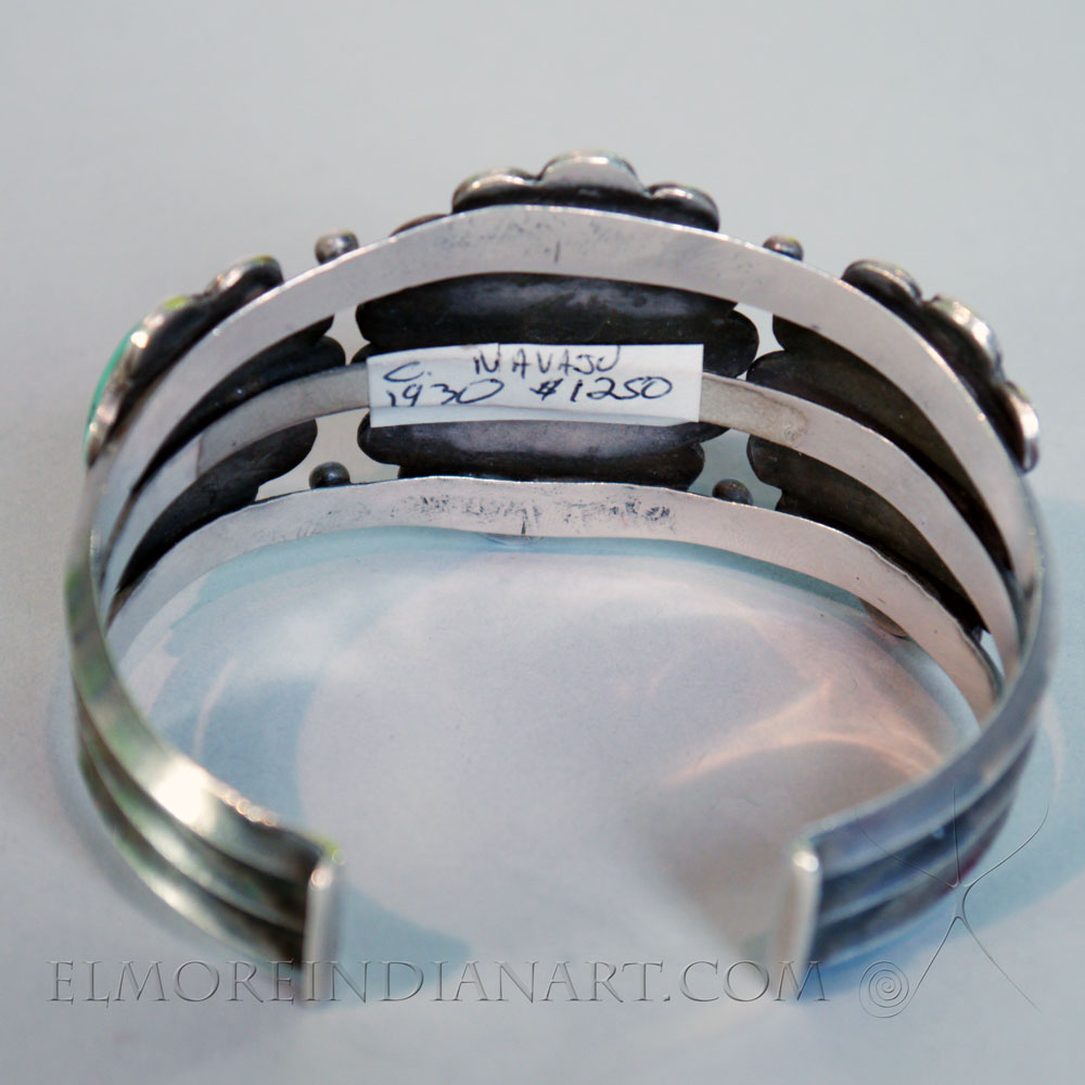 Navajo Bracelet with 3 Turquoise Cabochons, c. 1930 Image 4