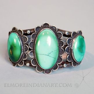 Navajo Bracelet with 3 Turquoise Cabochons, c. 1930