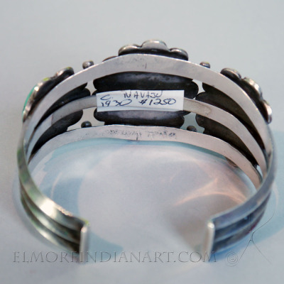 Navajo Bracelet with 3 Turquoise Cabochons, c. 1930 Image 4