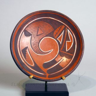 Hopi B&W on Red Plate by Zella Cheeda