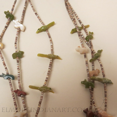 Three Strand Zuni Fetish Necklace with Bench Press Beads, c.1950s - Image 3