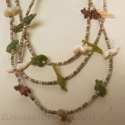 Three Strand Zuni Fetish Necklace with Bench Press Beads, c.1950s - Image 4