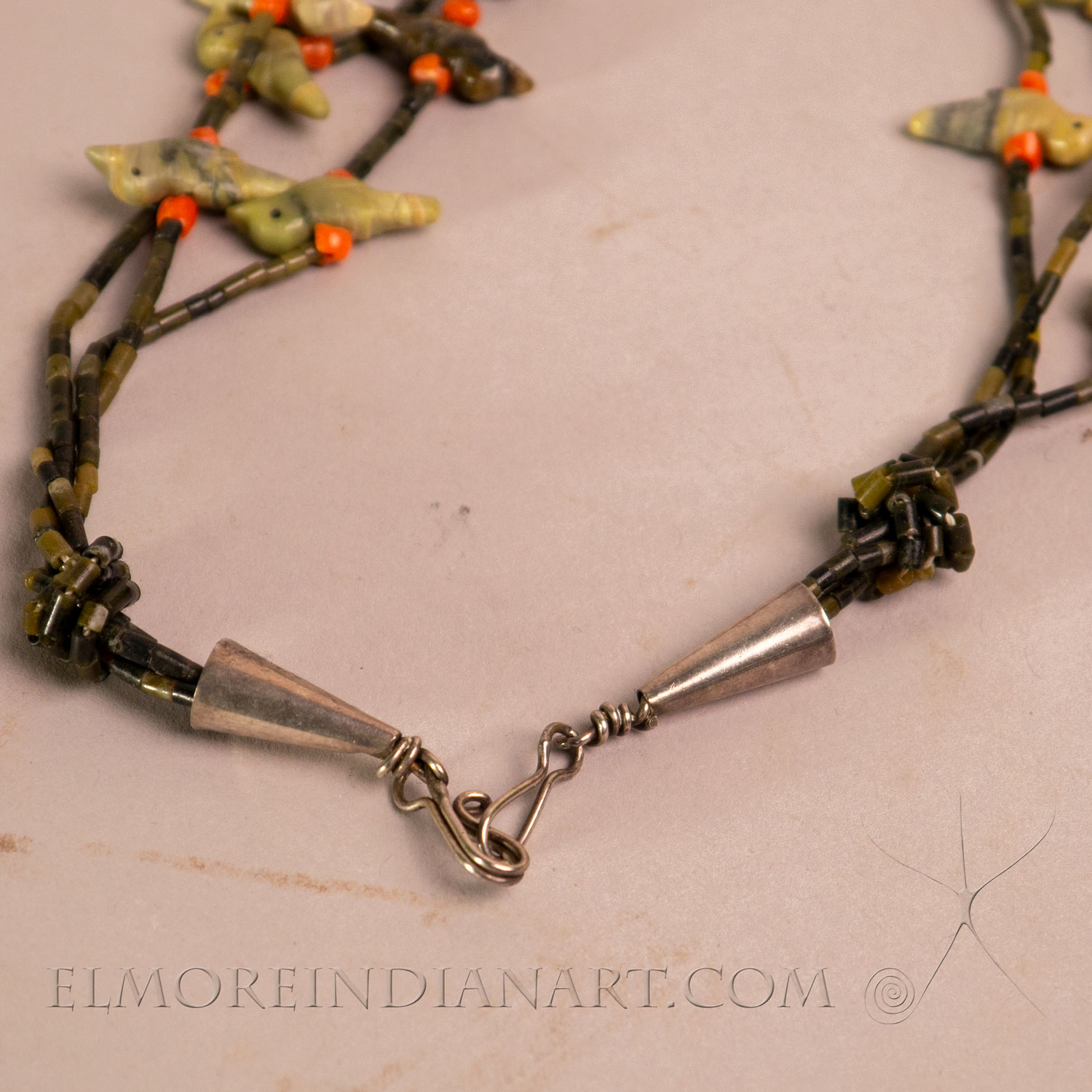 Three Strand Bird Fetish Necklace, c. 1950 - Image 3