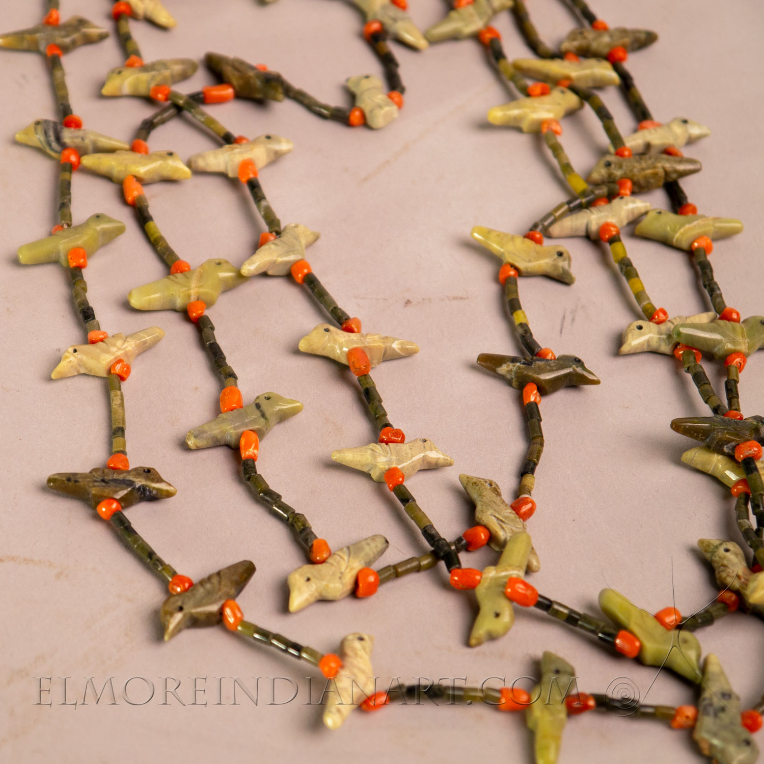 Three Strand Bird Fetish Necklace, c. 1950 - Image 4