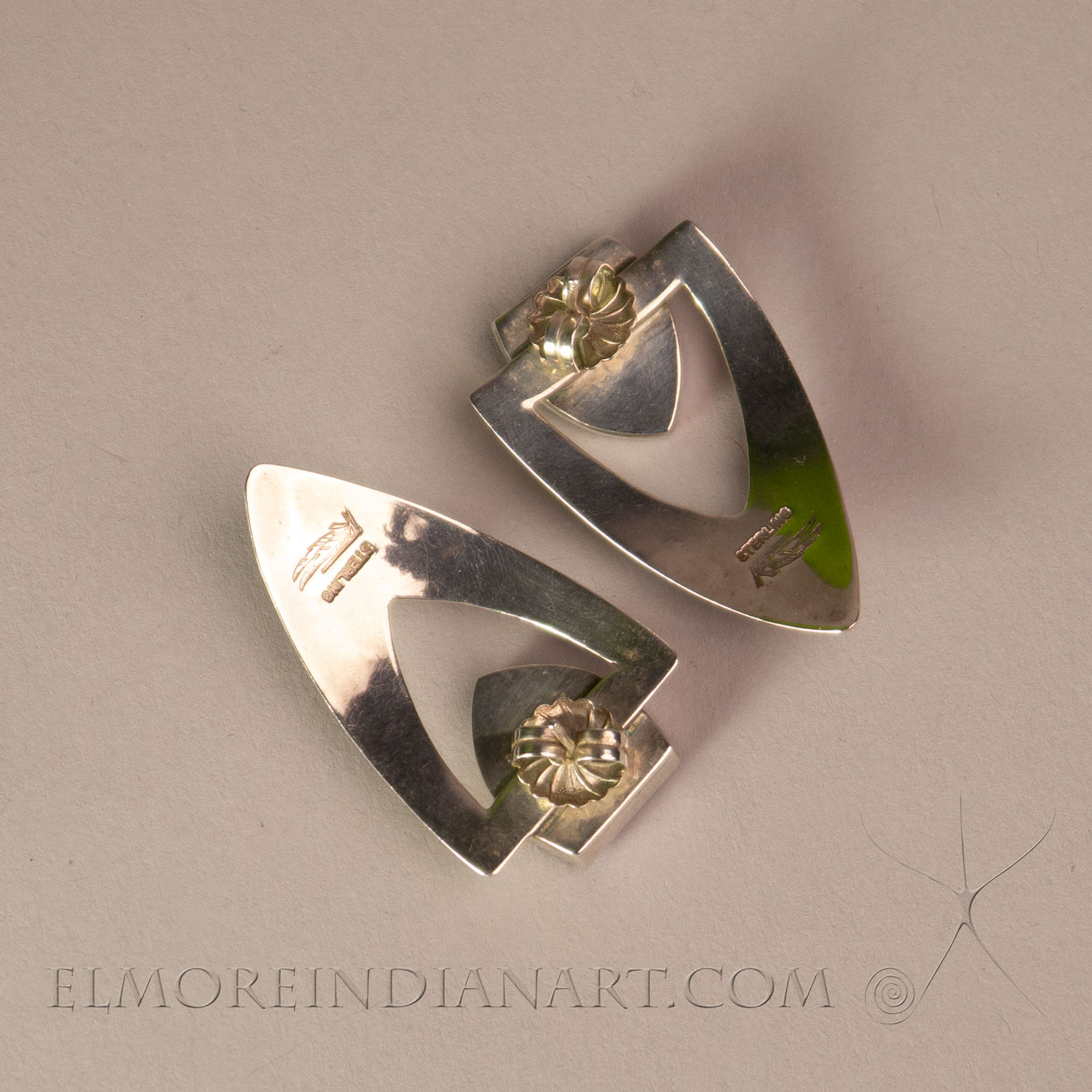 Silver Turquoise and Sugilite Shield Earrings by Ray Tracey w/ Provenance - Image 3